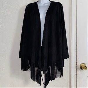 American Rag plus size faux suede fringe cardigan